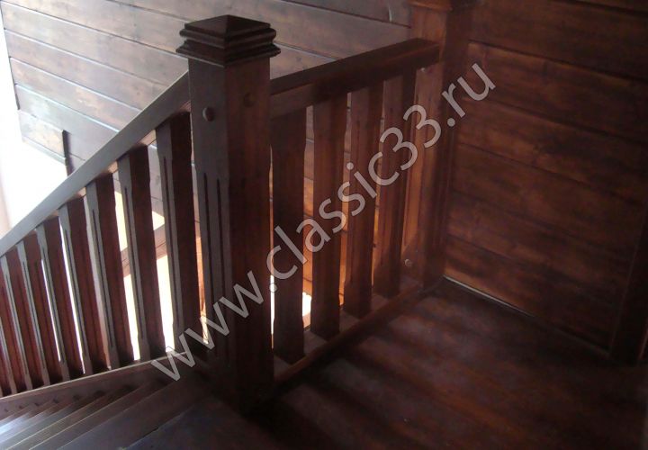 Закрытая П-Образная лестница через забежные ступени